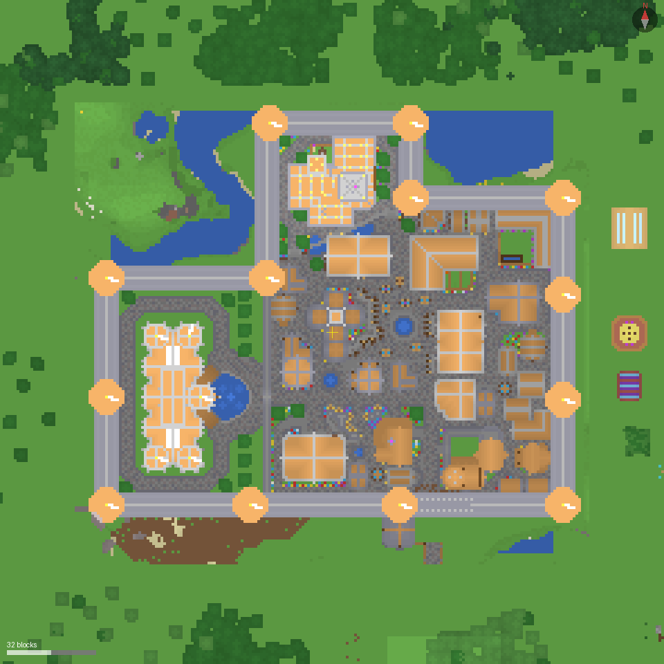 Vista aérea de la ciudad medieval de Apex, generada con schematics y FAWE